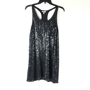 Joie Womens Black Sequin Tunic Dress  Silk Pocket
